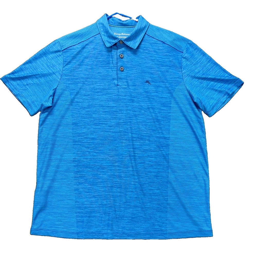Tommy Bahama Island Zone Polo Shirt Mens Large Heathered Blue Performance Golf